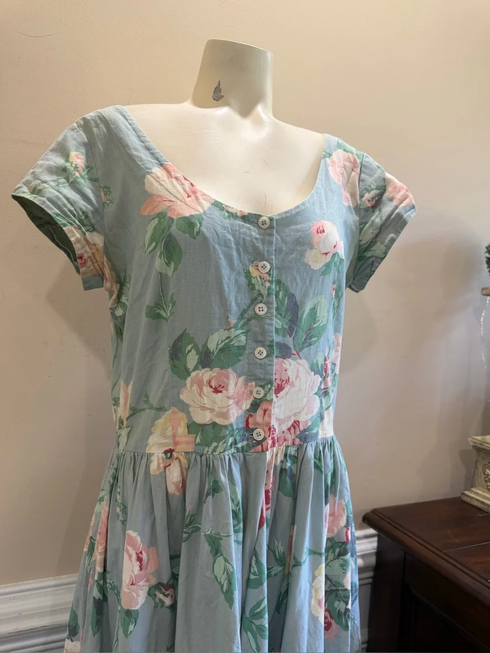 Vintage S.G. Gilbert Light Blue Floral Midi Dress - Classic Fit